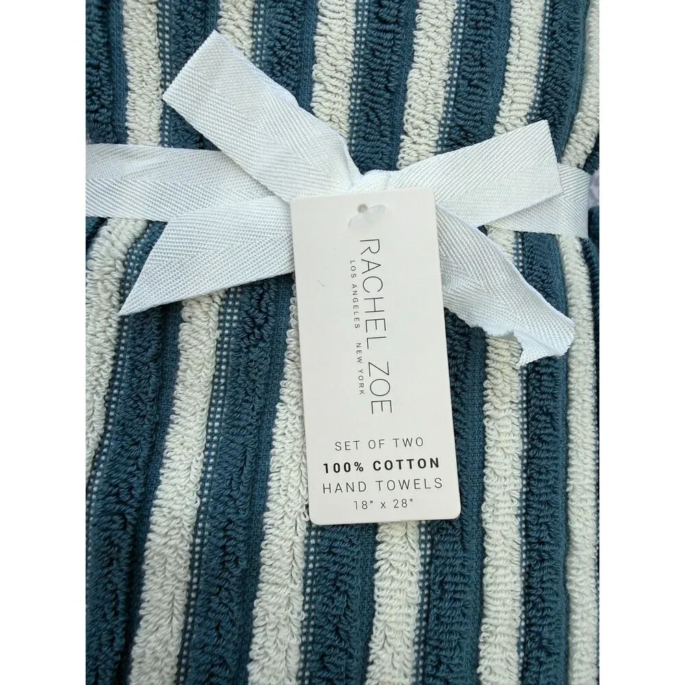 Rachel Zoe Teal Blue Towel Set 8 Pc 100% Cotton Bath Hand Washcloth NWT